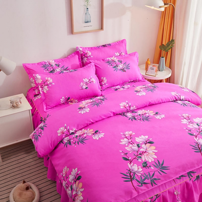 91家纺网 家纺一手货源 找家纺 柔享家（原芷澜家纺） 2025新款双边床裙四件套 春风里