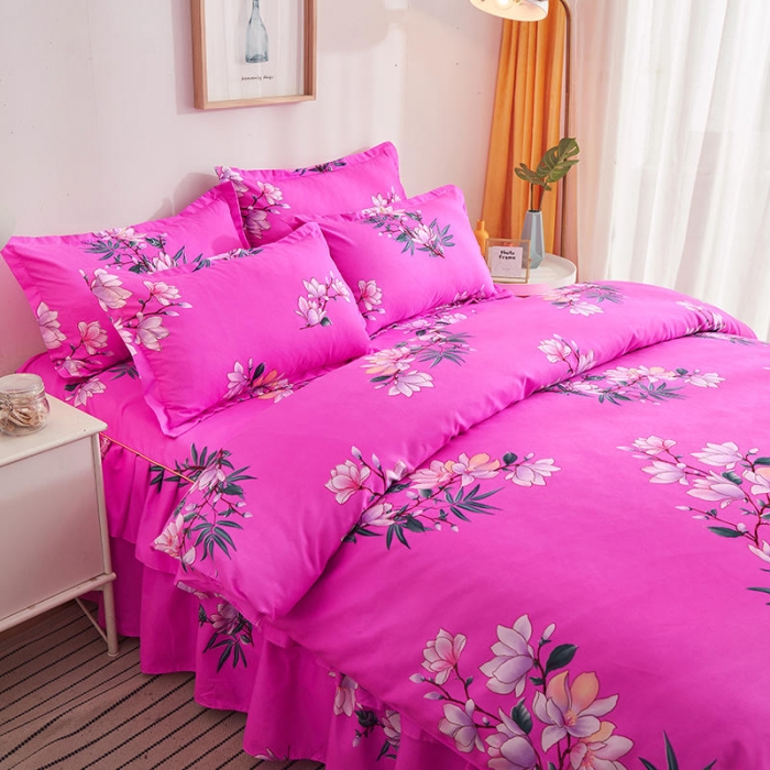 91家纺网 家纺一手货源 找家纺 柔享家（原芷澜家纺） 2025新款双边床裙四件套 春风里