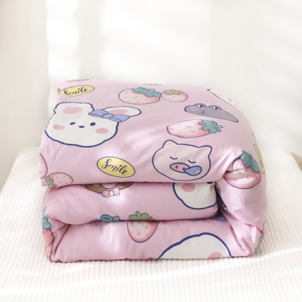91家纺网 家纺一手货源 找家纺 新款全棉AB版被套多功能幼儿园被可拆洗被套被芯活套被 多彩小兔