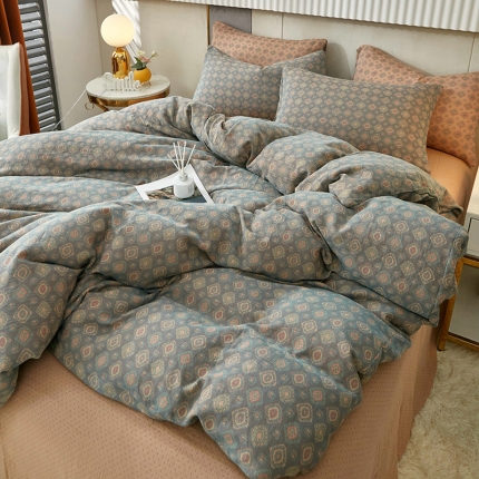 91家纺网 家纺一手货源 找家纺 （总）艾咪 新款全棉双层纱色织提花四件套三件套及单品