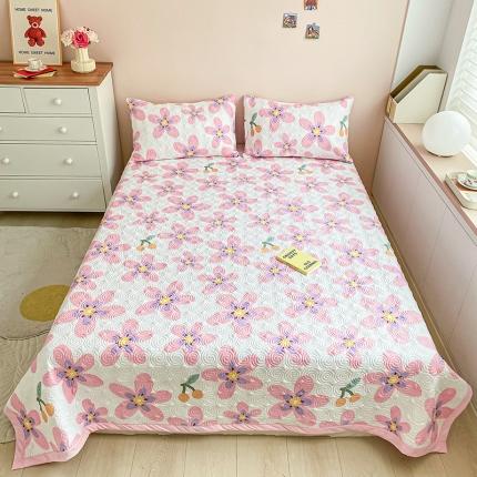 91家纺网 家纺一手货源 找家纺 （总）暮思 2022春夏新款纯棉多功能夹棉床盖三件套