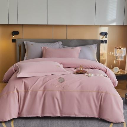 91家纺网 家纺一手货源 找家纺 惠居家 2022新款13376磨毛绣花四件套 织语-粉豆沙