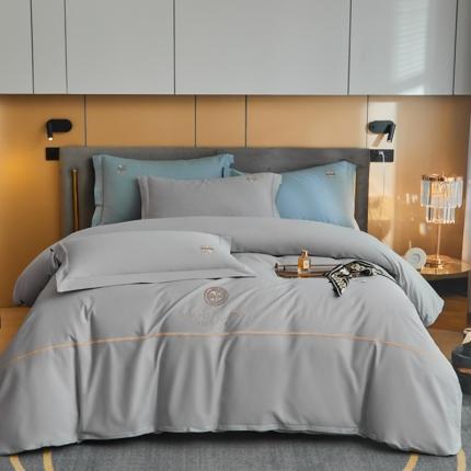 惠居家 2022新款13376磨毛绣花四件套 织语-高级灰