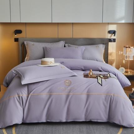 惠居家 2022新款13376磨毛绣花四件套 织语-紫色