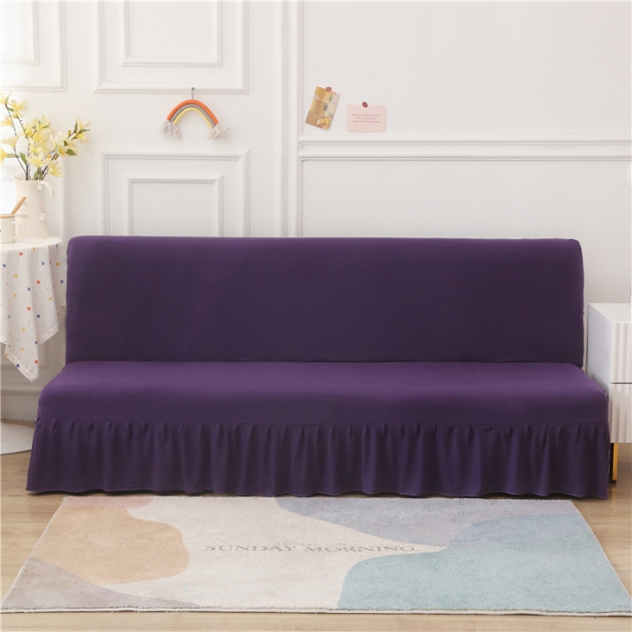 91家纺网 家纺一手货源 找家纺 雅竹 裙边款沙发床系列牛奶丝纯色 深紫