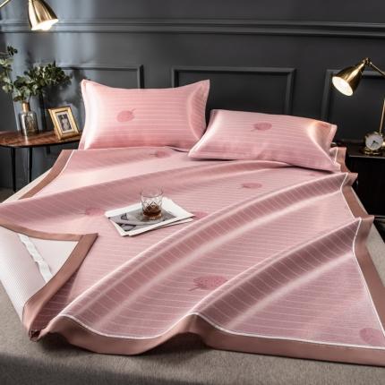 91家纺网 家纺一手货源 找家纺 印季 2023新款1200D加厚色织提花碳光席 草莓-粉