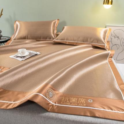 91家纺网 家纺一手货源 找家纺 印季 2023新款1200D加厚绣花抗菌碳光席 咖啡