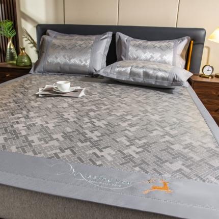 91家纺网 家纺一手货源 找家纺 印季 2023新款加厚加密立体提花冰藤席 三维空间-灰