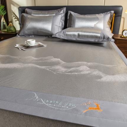 91家纺网 家纺一手货源 找家纺 印季 2023新款加厚加密立体提花冰藤席 雪山-灰