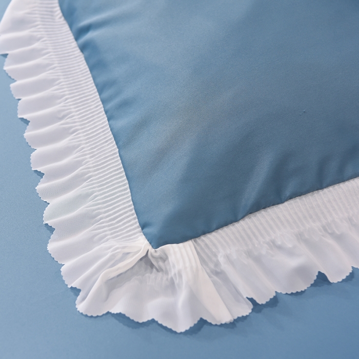 91家纺网 家纺一手货源 找家纺 艾米家居 2025新款水洗真丝雪纺花边贴布绣四件套-达菲小熊 宾利蓝