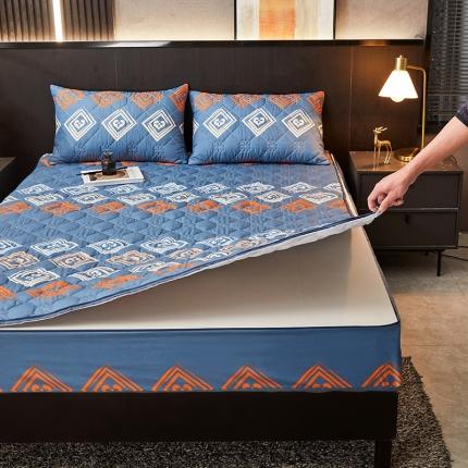 91家纺网 家纺一手货源 找家纺 (总) 纤雅床笠 2024新款亲肤印花抗菌六面全包夹棉床笠