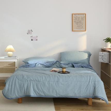 91家纺网 家纺一手货源 找家纺 （总）山舍 2022新款日式无印风针织棉夏被四件套