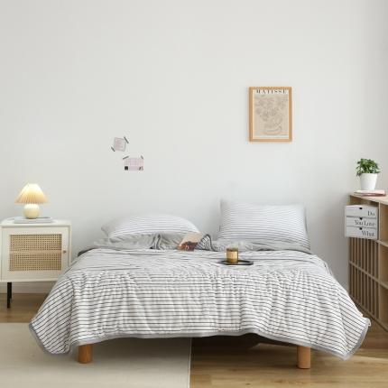 91家纺网 家纺一手货源 找家纺 （总）山舍 2022新款日式无印风针织棉夏被四件套