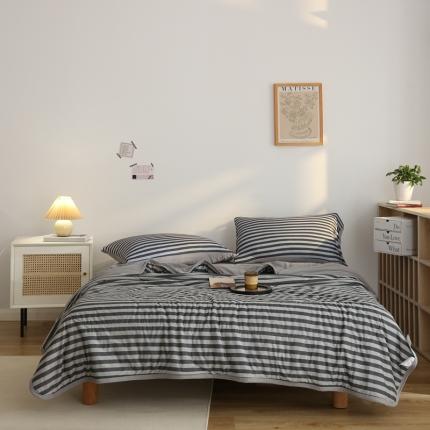 91家纺网 家纺一手货源 找家纺 （总）山舍 2022新款日式无印风针织棉夏被四件套