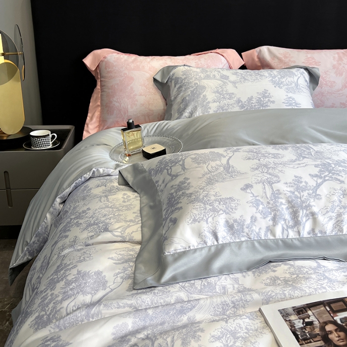 91家纺网 家纺一手货源 找家纺 优悦2022新款宽边数码印花冰丝四件套-墨尔本墨尔本-神秘灰