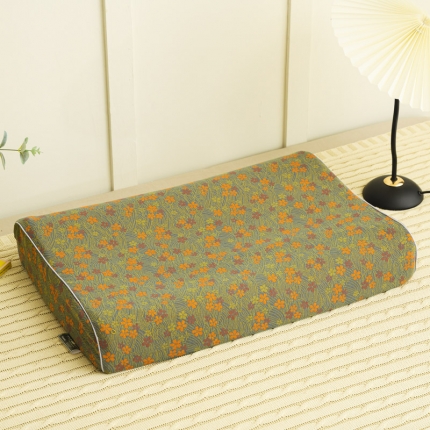 91家纺网 家纺一手货源 找家纺 全棉A类双层纱曲线乳胶枕芯色织提花春夏款护颈椎乳胶枕套单只装