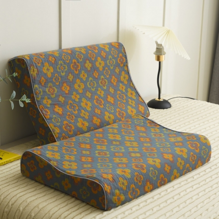 91家纺网 家纺一手货源 找家纺 全棉A类双层纱曲线乳胶枕芯色织提花春夏款护颈椎乳胶枕套单只装