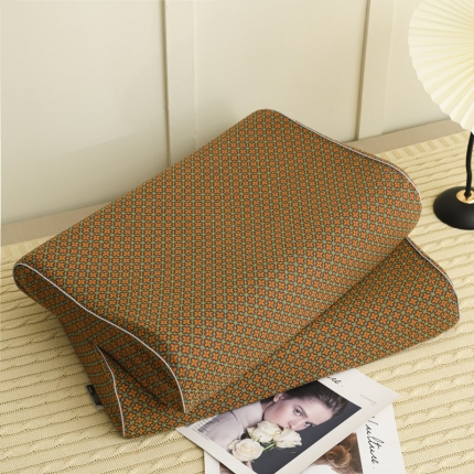 91家纺网 家纺一手货源 找家纺 全棉A类双层纱曲线乳胶枕芯色织提花春夏款护颈椎乳胶枕套单只装