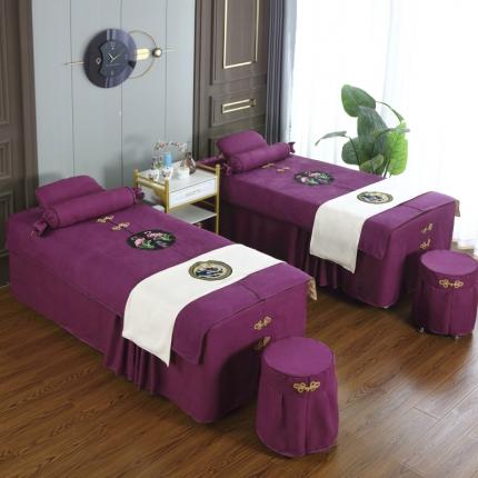 贝织梦 2022新款雪芙妮贴布绣美容床罩多件套 遇见紫色