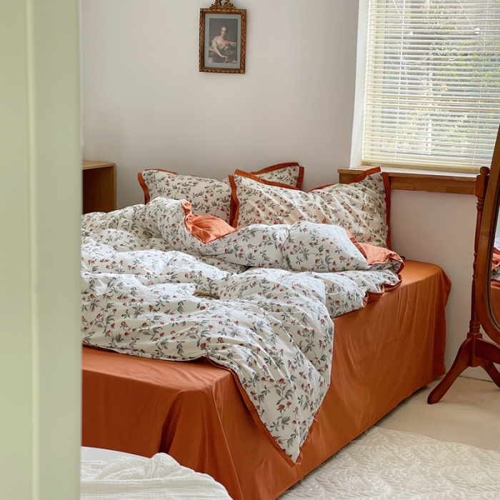 91家纺网 家纺一手货源 找家纺 （总）梦享生活 2022新款小清新40支全棉水洗棉印花四件套