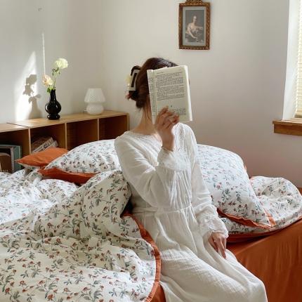 （总）梦享生活 2022新款小清新40支全棉水洗棉印花四件套