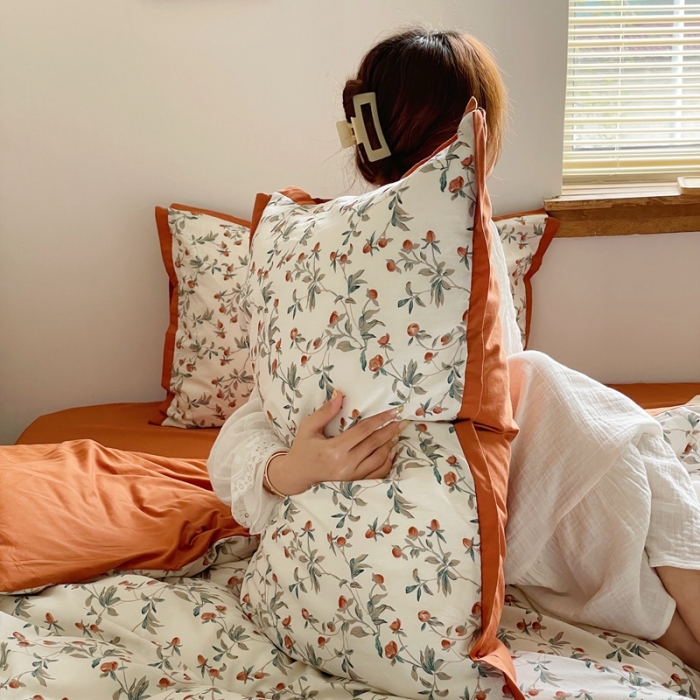 91家纺网 家纺一手货源 找家纺 （总）梦享生活 2022新款小清新40支全棉水洗棉印花四件套