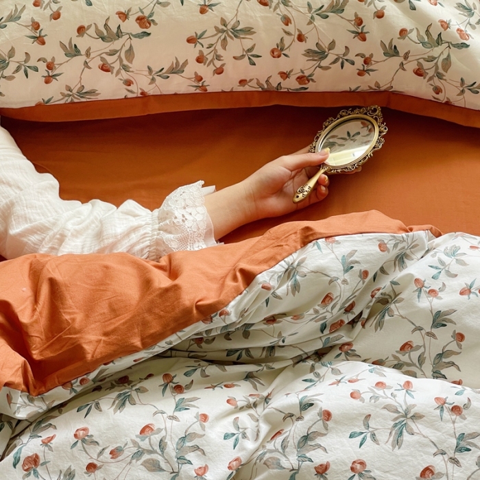 91家纺网 家纺一手货源 找家纺 （总）梦享生活 2022新款小清新40支全棉水洗棉印花四件套