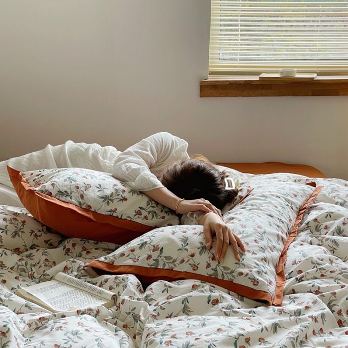 91家纺网 家纺一手货源 找家纺 （总）梦享生活 2022新款小清新40支全棉水洗棉印花四件套