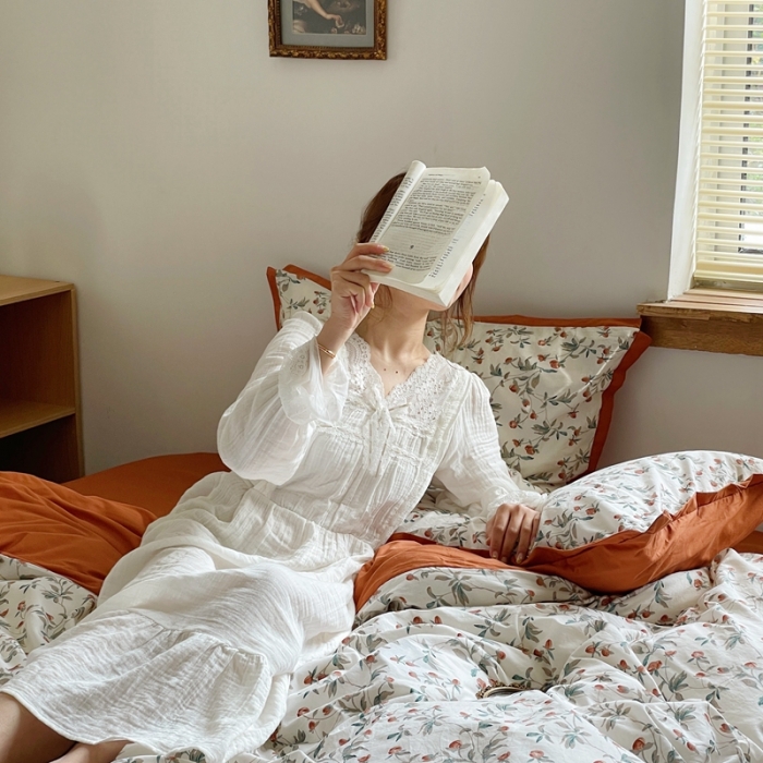 91家纺网 家纺一手货源 找家纺 （总）梦享生活 2022新款小清新40支全棉水洗棉印花四件套