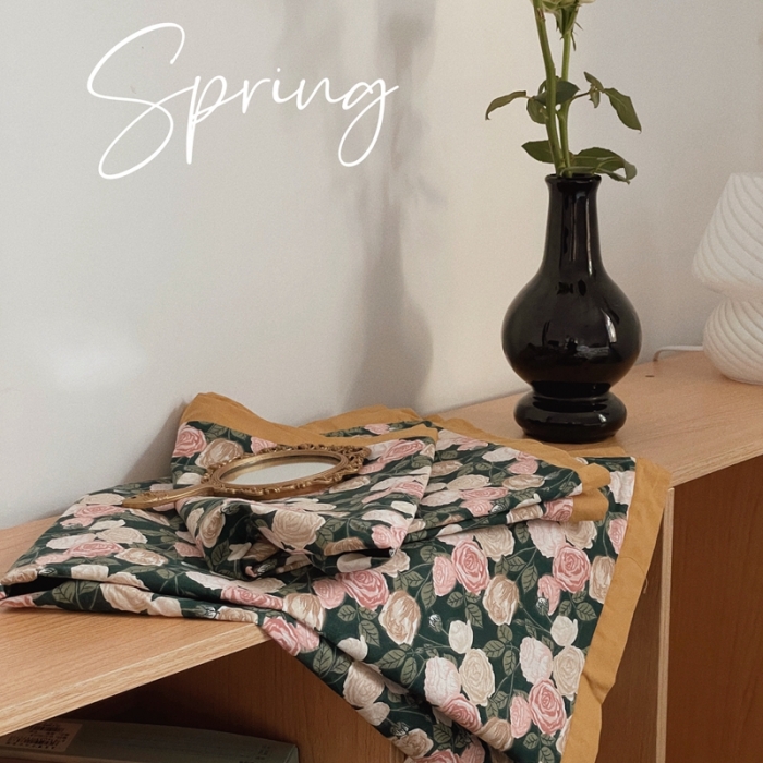 91家纺网 家纺一手货源 找家纺 梦享生活 2022新款小清新40支全棉水洗棉印花四件套 玫瑰