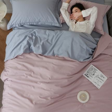 91家纺网 家纺一手货源 找家纺 （总）蕊姿 AB超柔水洗双拼50s长绒棉贡缎四件套全棉直播