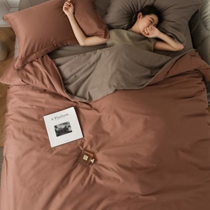 91家纺网 家纺一手货源 找家纺 （总）蕊姿 AB超柔水洗双拼50s长绒棉贡缎四件套全棉直播