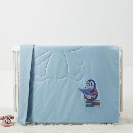 91家纺网 家纺一手货源 找家纺 喜多兔 2022新款40支全棉夏被-彩虹 灰蓝色读书小企鹅