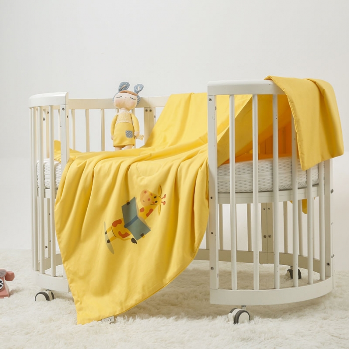 91家纺网 家纺一手货源 找家纺 喜多兔 2022新款40支全棉夏被-彩虹 黄色读书小鹿