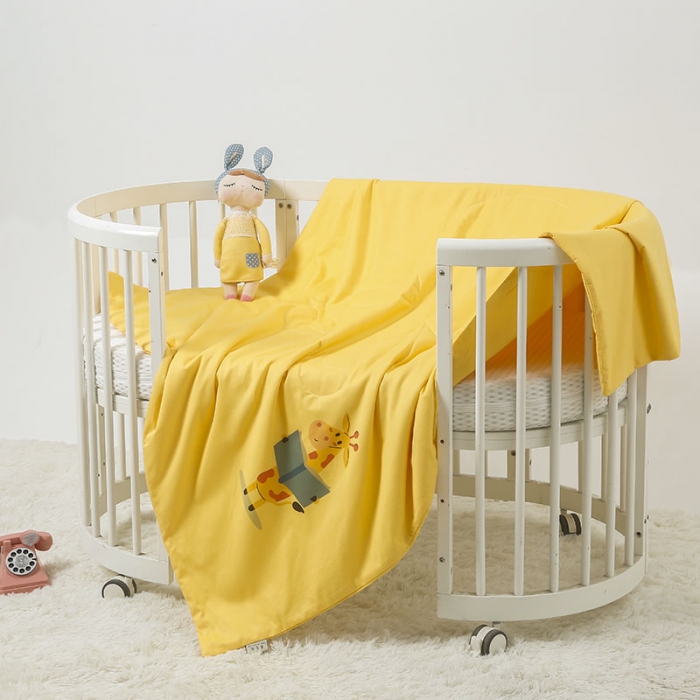 91家纺网 家纺一手货源 找家纺 喜多兔 2022新款40支全棉夏被-彩虹 黄色读书小鹿