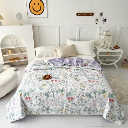 91家纺网 家纺一手货源 找家纺 珺柔 2022新款13070全棉印花夏凉被 白色恋人