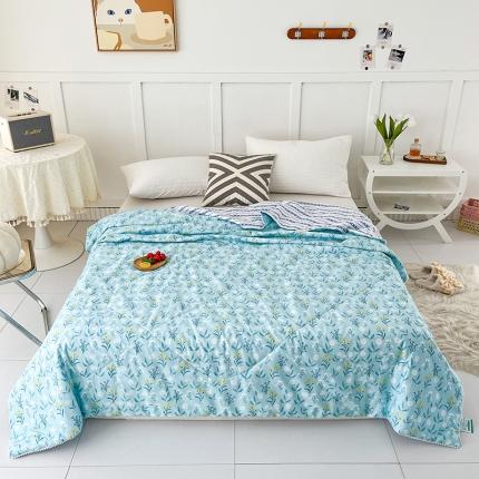 91家纺网 家纺一手货源 找家纺 珺柔 2022新款13070全棉印花夏凉被 蓝颜