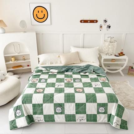 91家纺网 家纺一手货源 找家纺 珺柔 2022新款13070全棉印花夏凉被 棋盘熊