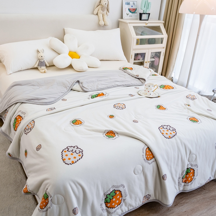 91家纺网 家纺一手货源 找家纺 芃成 2022新款A类针织棉夏被 草莓之恋