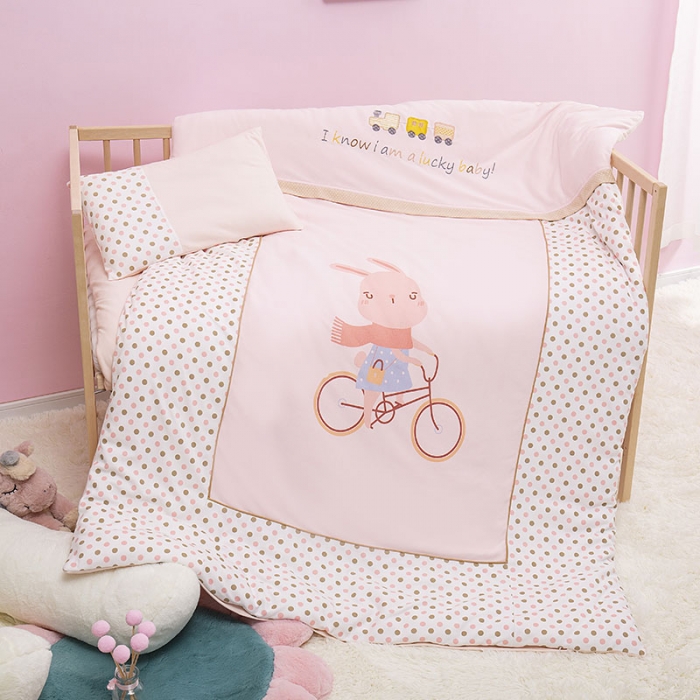 91家纺网 家纺一手货源 找家纺 喜多兔 2022新款针织棉印花幼儿园三件套 小兔子爱丽丝