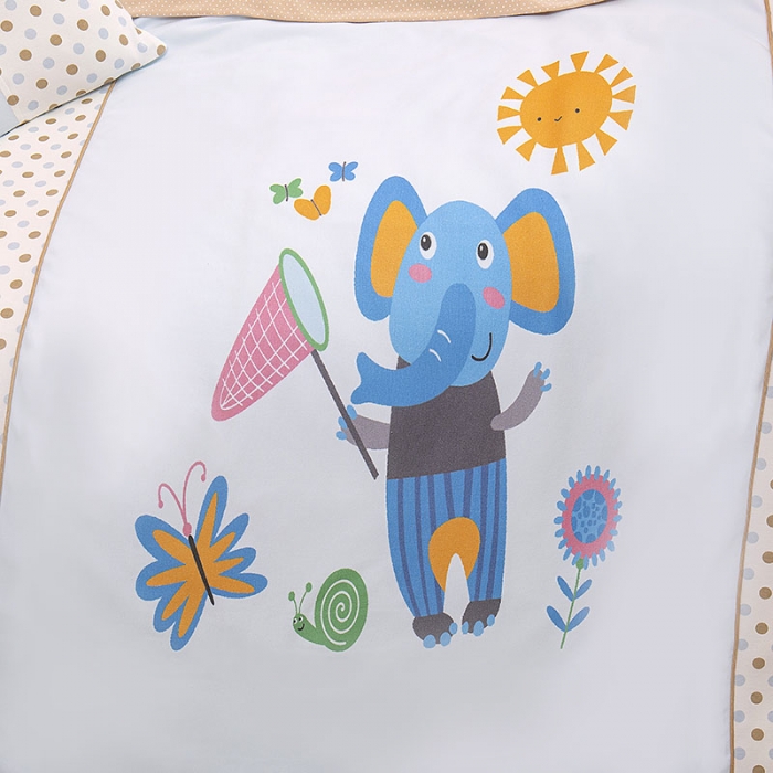 91家纺网 家纺一手货源 找家纺 喜多兔 2022新款针织棉印花幼儿园三件套 小象汉斯