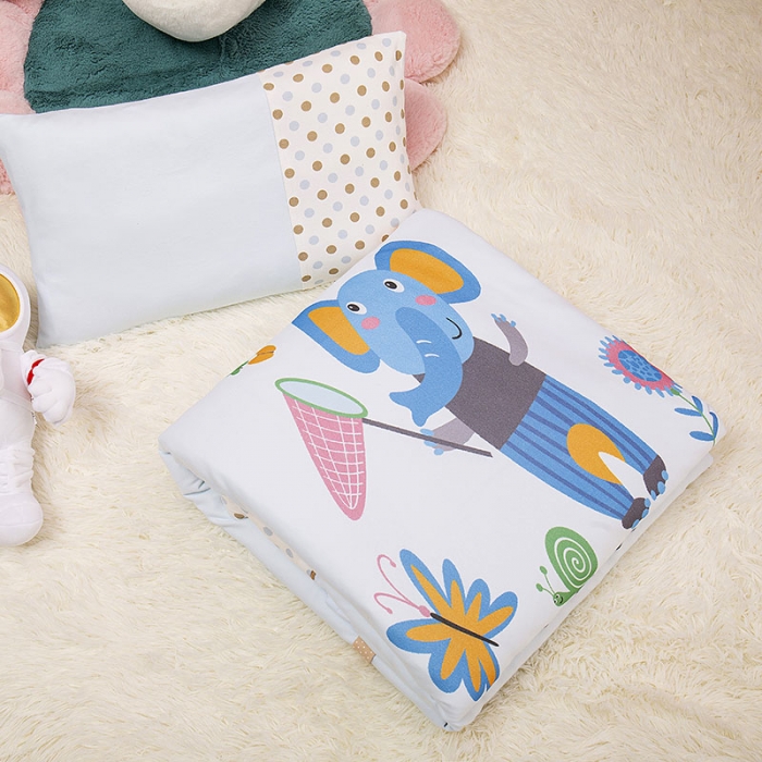 91家纺网 家纺一手货源 找家纺 喜多兔 2022新款针织棉印花幼儿园三件套 小象汉斯