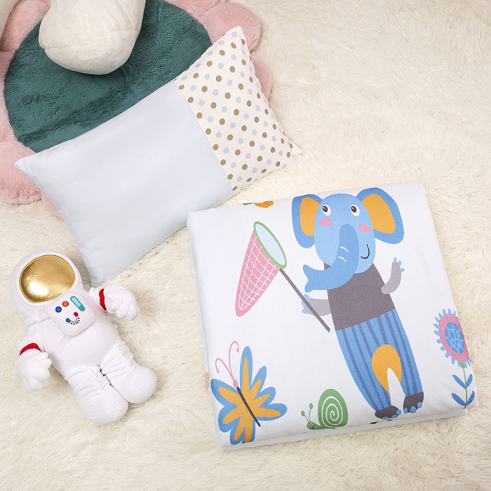 91家纺网 家纺一手货源 找家纺 喜多兔 2022新款针织棉印花幼儿园三件套 小象汉斯