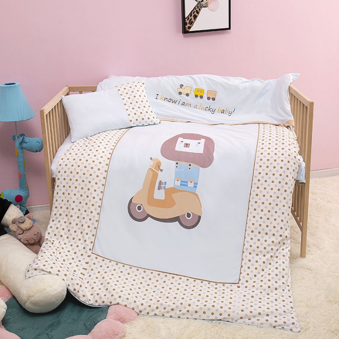 91家纺网 家纺一手货源 找家纺 喜多兔 2022新款针织棉印花幼儿园三件套 小狮子贝恩