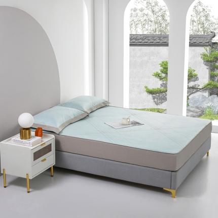 91家纺网 家纺一手货源 找家纺 馨蕊 2022新款冰感席 英伦时光-绿床笠款