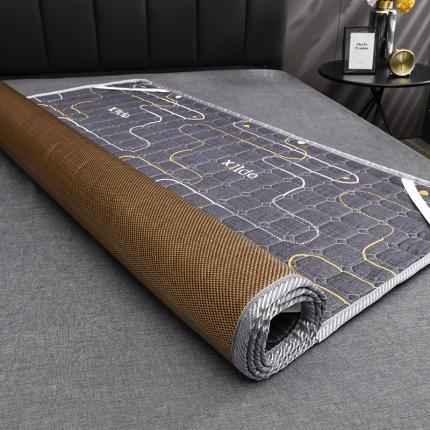 91家纺网 家纺一手货源 找家纺 小牛席业 2022新款日式两用冰藤圆角凉席 日式圆角-冰藤黑咖