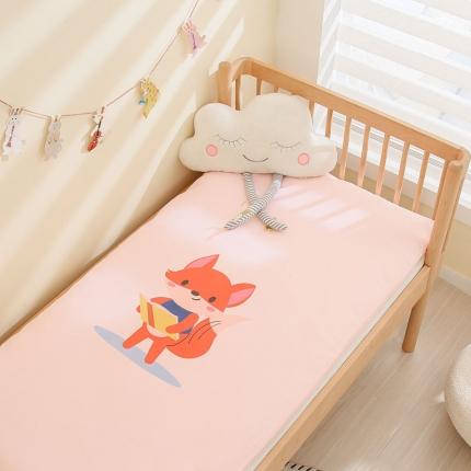 91家纺网 家纺一手货源 找家纺 喜多兔 2022新款精梳纯棉彩虹针织抗菌儿童床垫 粉色读书小狐狸