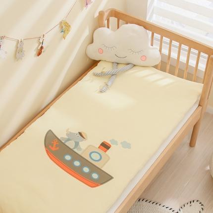 91家纺网 家纺一手货源 找家纺 喜多兔 2022新款精梳纯棉彩虹针织抗菌儿童床垫 黄色小牛强强