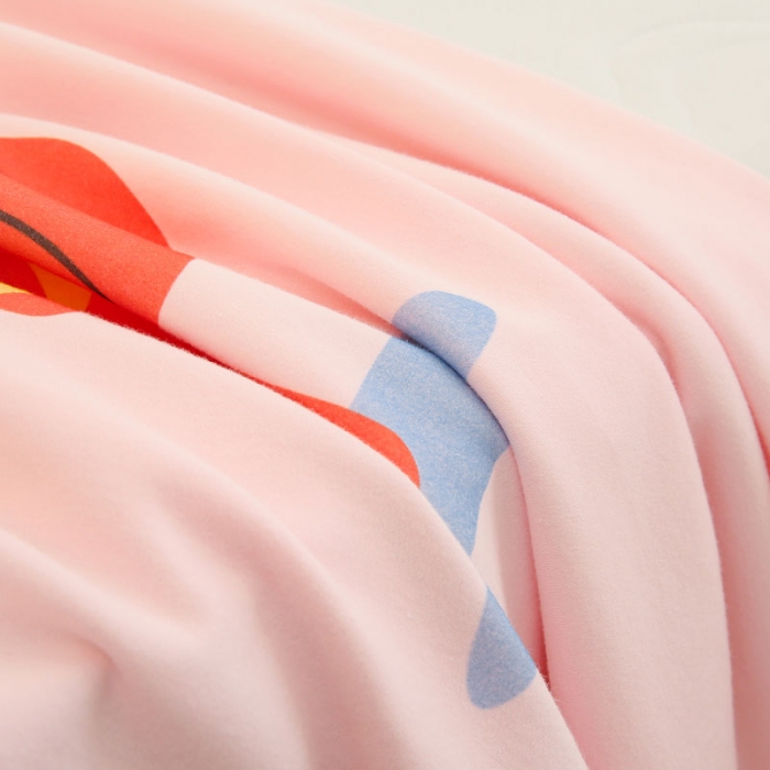 91家纺网 家纺一手货源 找家纺 喜多兔 2022新款精梳纯棉彩虹针织抗菌儿童床垫 粉色读书小狐狸