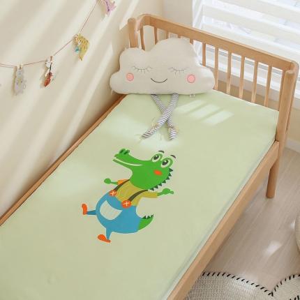 喜多兔 2022新款精梳纯棉彩虹针织抗菌儿童床垫 绿色鳄鱼跳跳